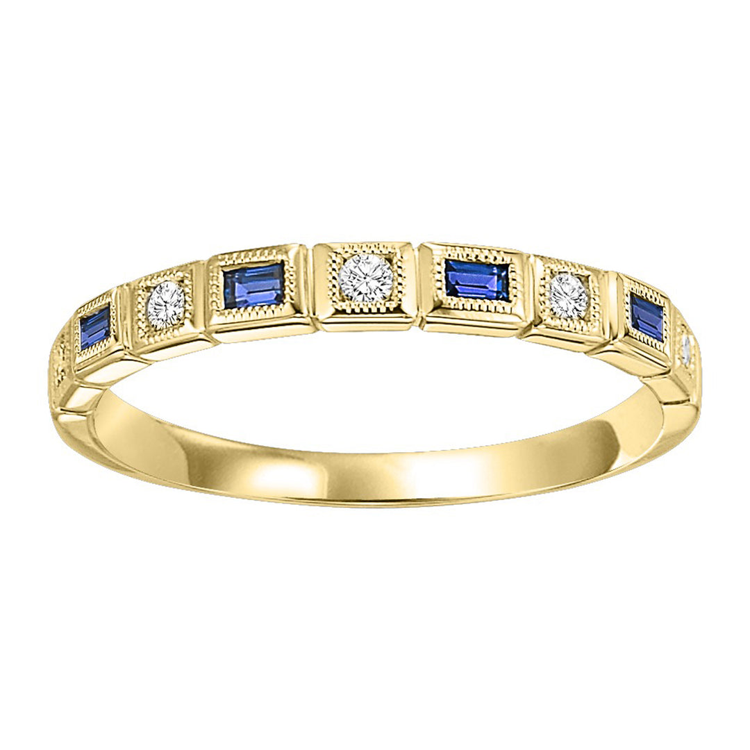 10Kt Yellow Gold Diamond 1/15Ctw & Sapphire 1/8Ctw Ring
