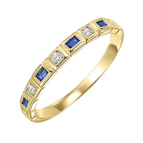 10Kt Yellow Gold Diamond 1/20Ctw & Sapphire 1/8Ctw Ring