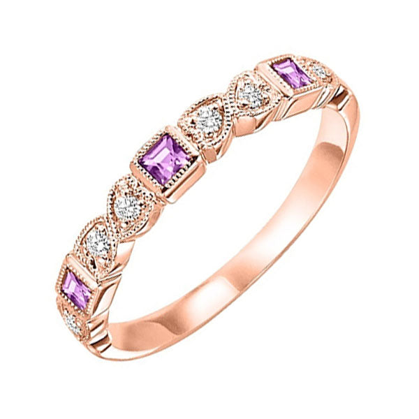 14Kt Rose Gold Diamond 1/10Ctw & Pink Sapphire 1/5Ctw Ring