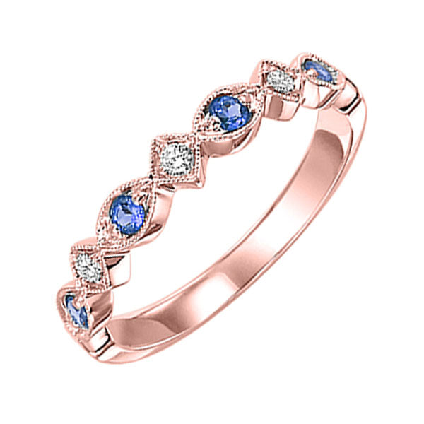 14Kt Rose Gold Diamond 1/20Ctw & Sapphire 1/6Ctw Ring