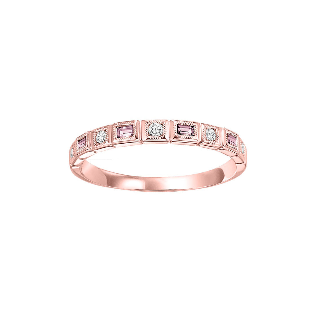 10Kt Rose Gold Diamond 1/10Ctw & Pink Tourmaline 1/7Ctw Ring