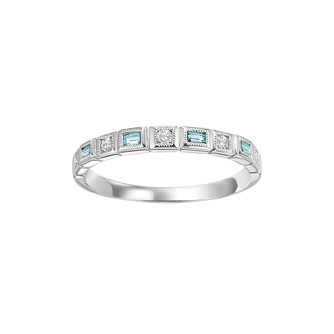 10Kt White Gold Diamond 1/10Ctw & Blue Topaz 1/6Ctw Ring