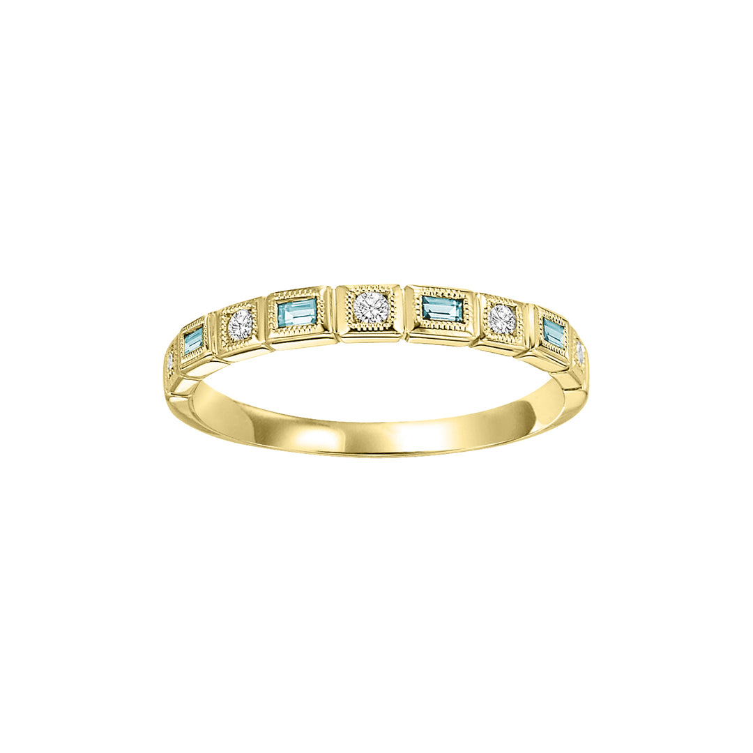 10Kt Yellow Gold Diamond 1/10Ctw & Blue Topaz 1/6Ctw Ring