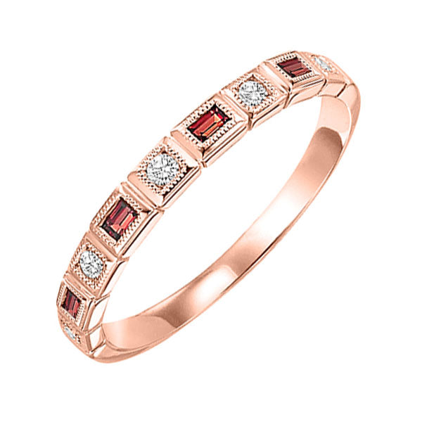 10Kt Rose Gold Diamond 1/12Ctw & Garnet 1/6Ctw Ring