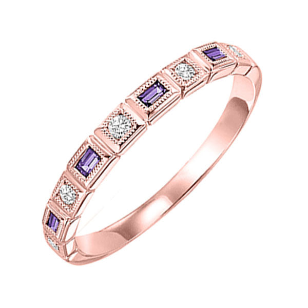 10Kt Rose Gold Diamond 1/10Ctw & Amethyst 1/8Ctw Ring