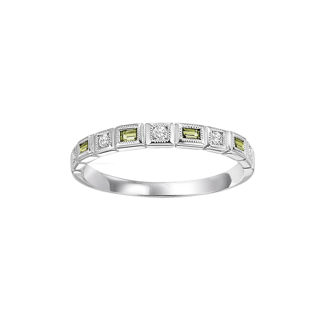 10Kt White Gold Diamond 1/10Ctw & Peridot 1/7Ctw Ring