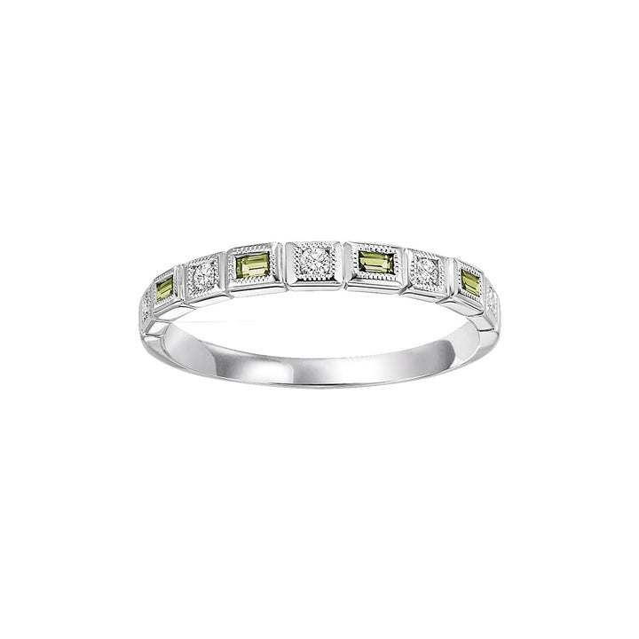 10Kt White Gold Diamond 1/10Ctw & Peridot 1/7Ctw Ring