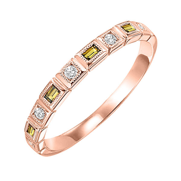 10Kt Rose Gold Diamond 1/12Ctw & Citrine 1/8Ctw Ring