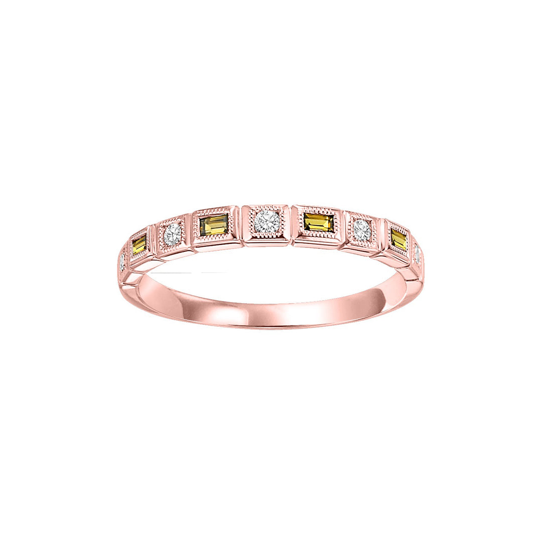 10Kt Rose Gold Diamond 1/12Ctw & Citrine 1/8Ctw Ring
