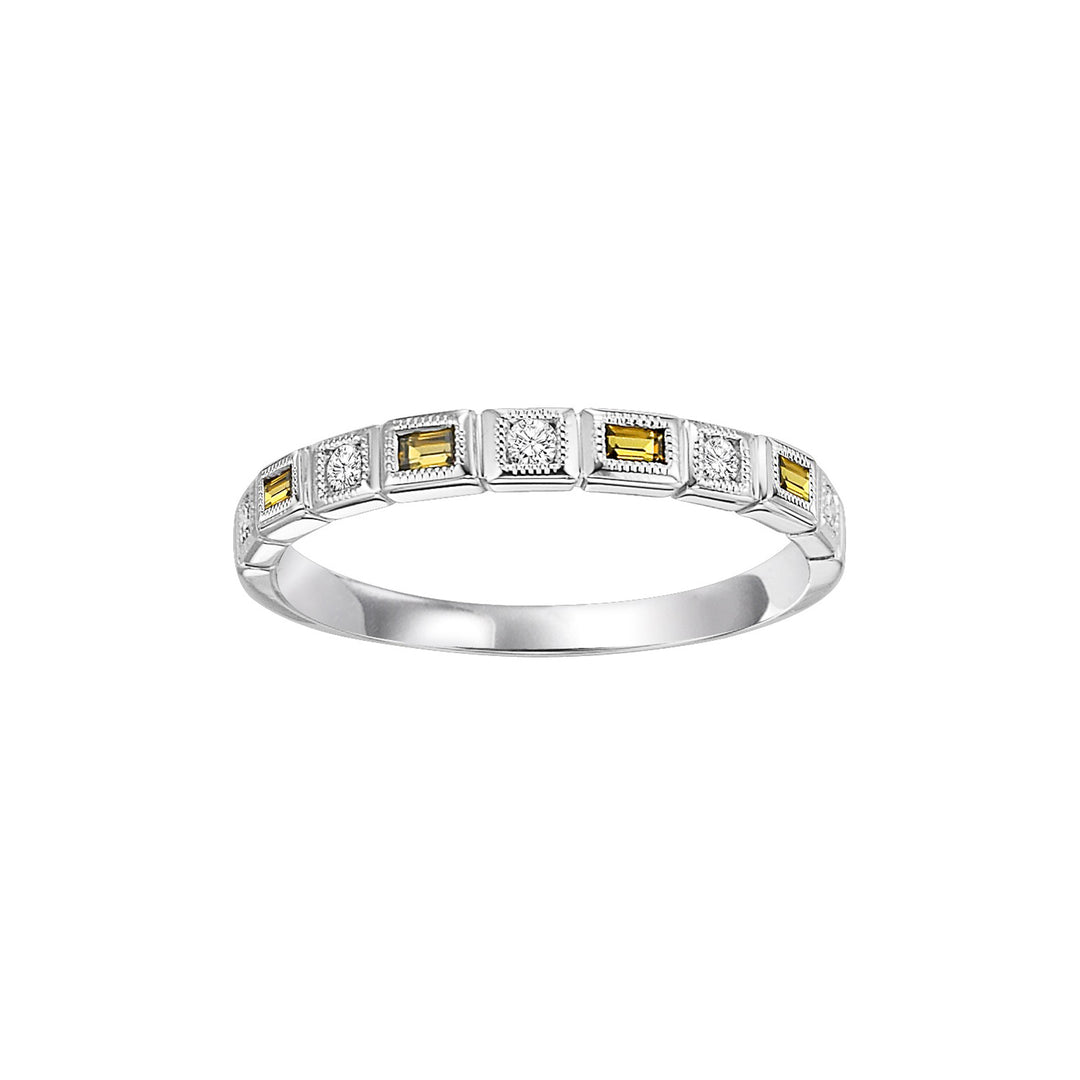 10Kt White Gold Diamond 1/12Ctw & Citrine 1/8Ctw Ring