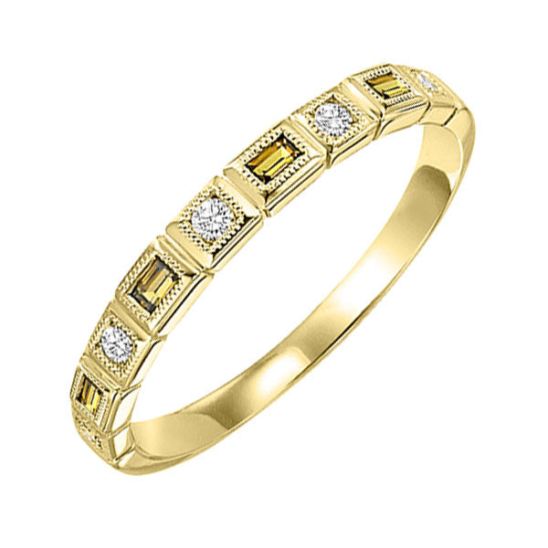 10Kt Yellow Gold Diamond 1/10Ctw & Citrine 1/8Ctw Ring