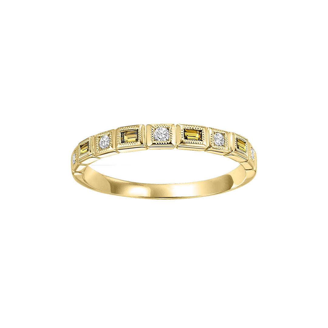 10Kt Yellow Gold Diamond 1/12Ctw & Citrine 1/8Ctw Ring