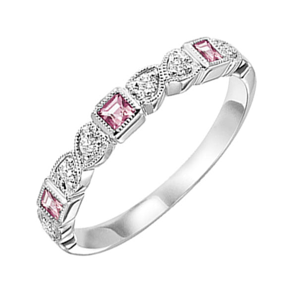 10KT White Gold & Diamond Classic Book Stackable Fashion Ring  - 1/10 ctw