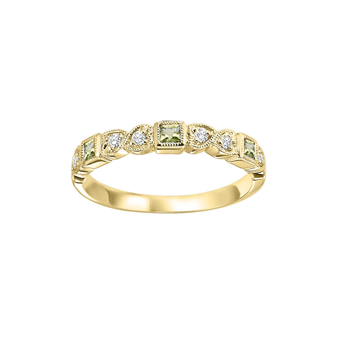 10Kt Yellow Gold Diamond 1/12Ctw & Peridot 1/7Ctw Ring