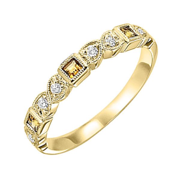 10Kt Yellow Gold Diamond 1/10Ctw & Citrine 1/7Ctw Ring
