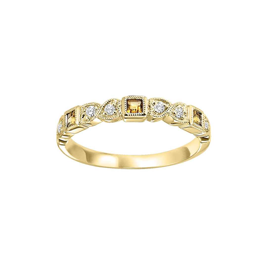10Kt Yellow Gold Diamond 1/10Ctw & Citrine 1/7Ctw Ring
