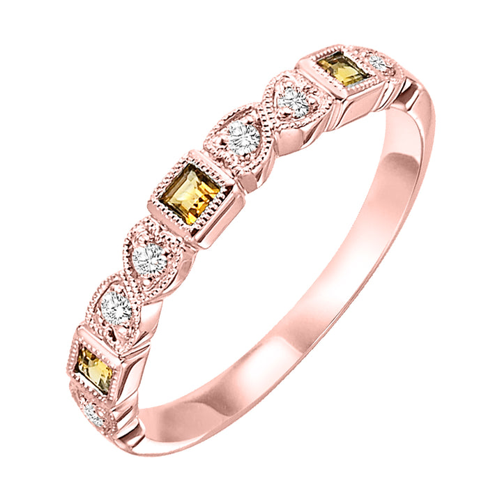 10Kt Rose Gold Diamond 1/10Ctw & Citrine 1/7Ctw Ring