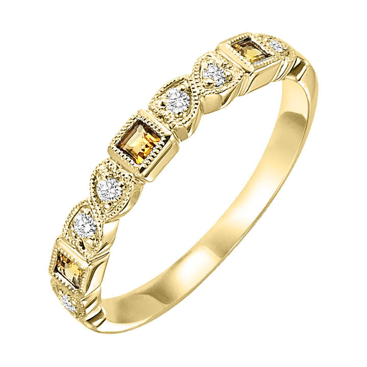 10Kt Yellow Gold Diamond 1/10Ctw & Citrine 1/7Ctw Ring