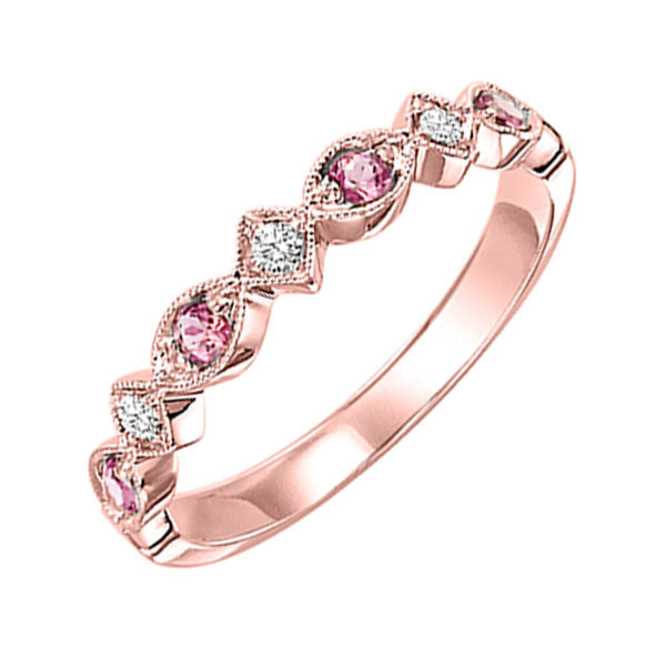 10Kt Rose Gold Diamond 1/20Ctw & Pink Tourmaline 1/6Ctw Ring