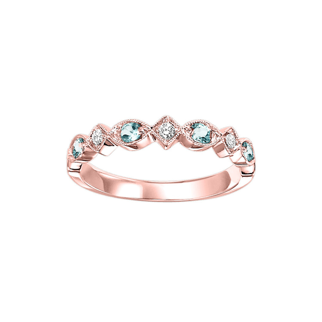 10Kt Rose Gold Diamond 1/20Ctw & Blue Topaz 1/6Ctw Ring