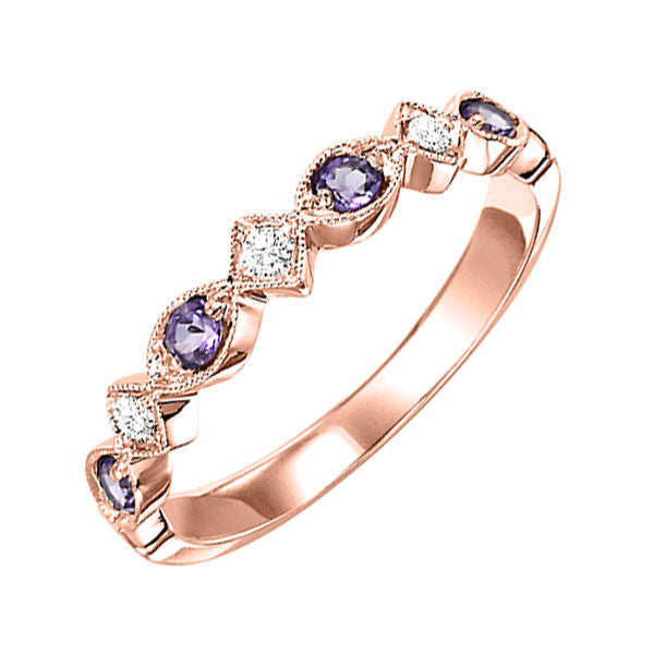 10Kt Rose Gold Diamond 1/20Ctw & Amethyst 1/6Ctw Ring