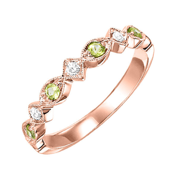 10Kt Rose Gold Diamond 1/20Ctw & Peridot 1/6Ctw Ring