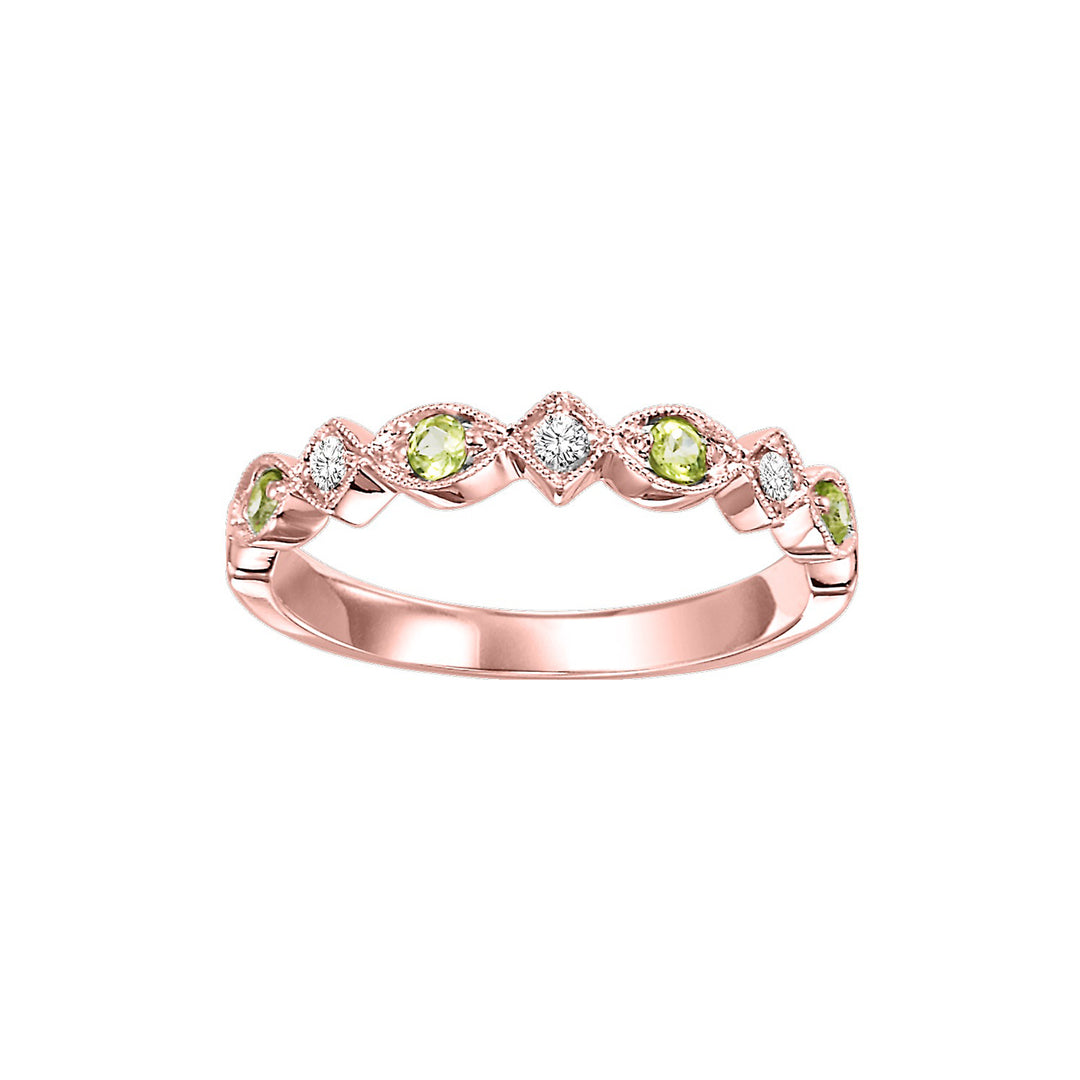 10Kt Rose Gold Diamond 1/20Ctw & Peridot 1/6Ctw Ring