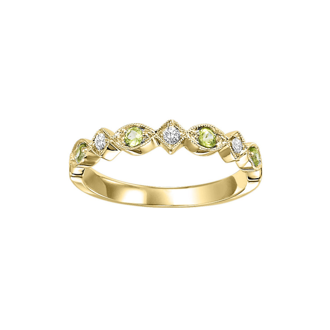 10Kt Yellow Gold Diamond 1/20Ctw & Peridot 1/6Ctw Ring