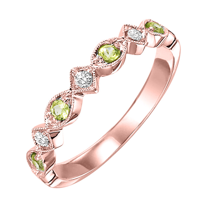 10Kt Rose Gold Diamond 1/20Ctw & Peridot 1/6Ctw Ring