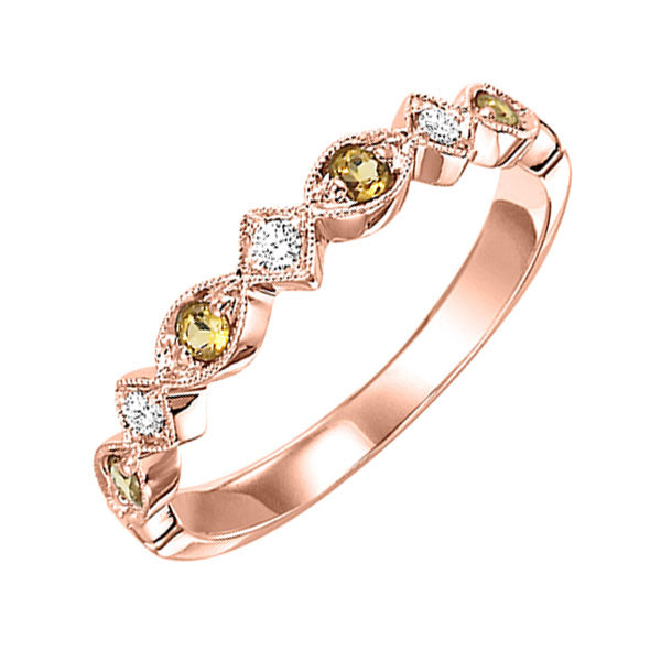 10Kt Rose Gold Diamond 1/20Ctw & Citrine 1/6Ctw Ring