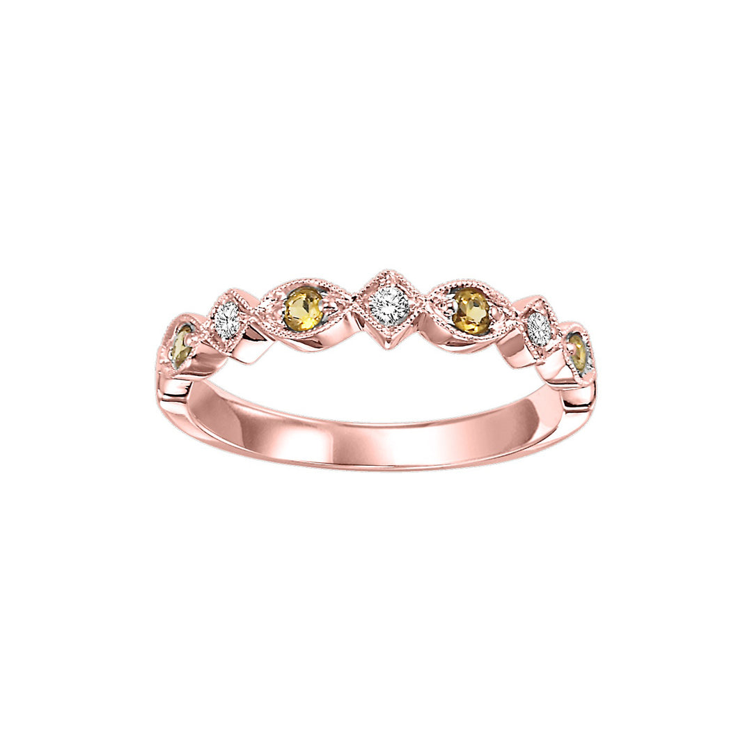 10Kt Rose Gold Diamond 1/20Ctw & Citrine 1/6Ctw Ring