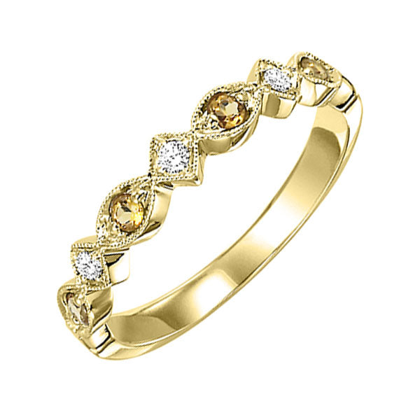 10Kt Yellow Gold Diamond 1/20Ctw & Citrine 1/6Ctw Ring