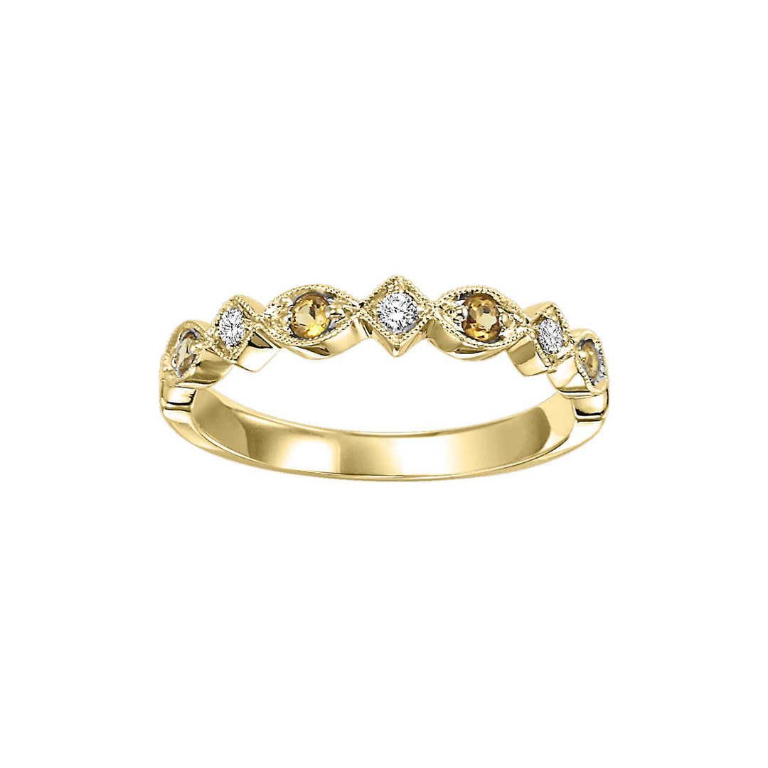 10Kt Yellow Gold Diamond 1/20Ctw & Citrine 1/6Ctw Ring