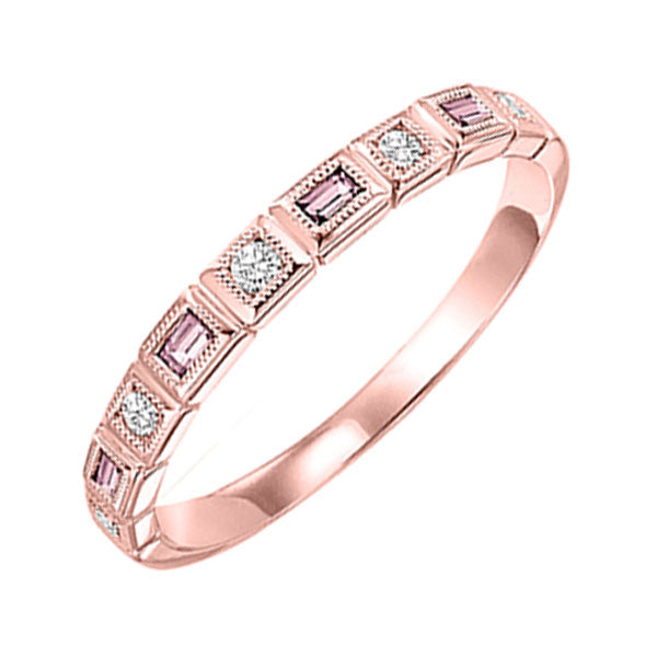 14KT Pink Gold & Diamond Classic Book Stackable Fashion Ring  - 1/10 ctw
