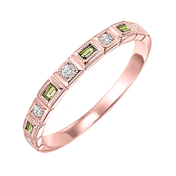 14KT Pink Gold & Diamond Classic Book Stackable Fashion Ring  - 1/10 ctw