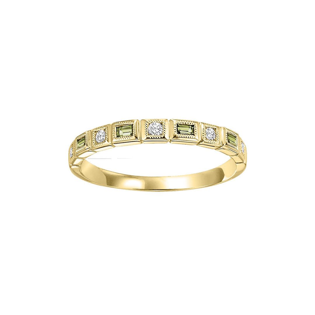14Kt Yellow Gold Diamond 1/12Ctw & Peridot 1/7Ctw Ring