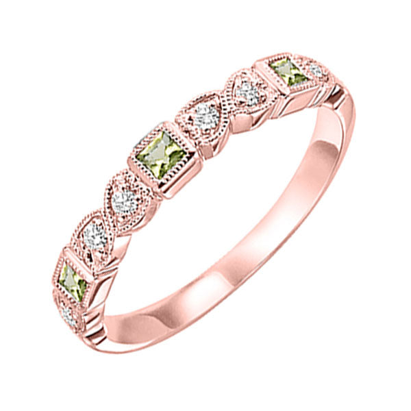 14KT Pink Gold & Diamond Classic Book Stackable Fashion Ring   - 1/10 ctw