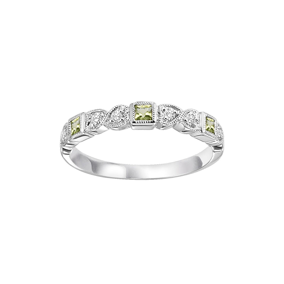14Kt White Gold Diamond 1/12Ctw & Peridot 1/7Ctw Ring