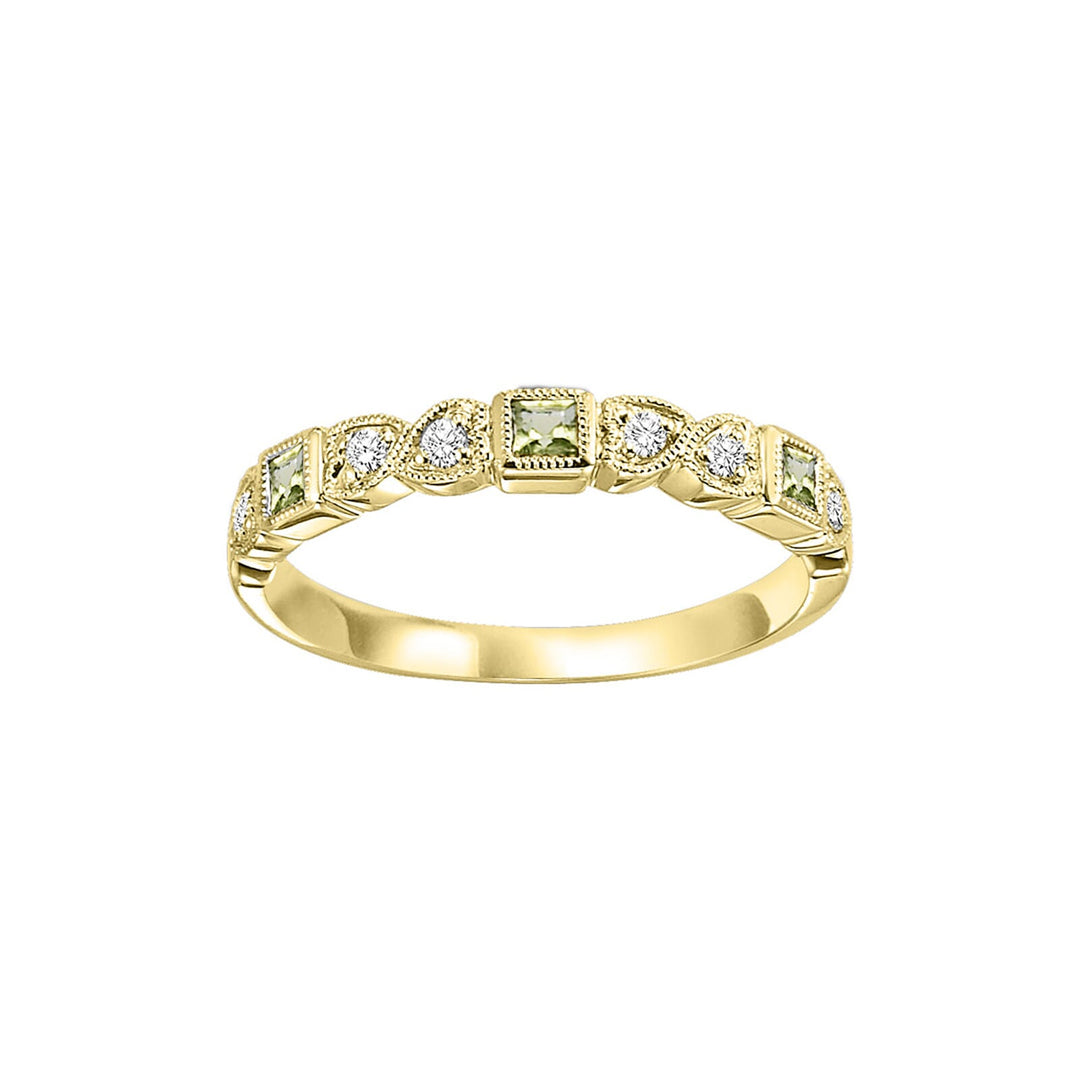 14Kt Yellow Gold Diamond 1/12Ctw & Peridot 1/7Ctw Ring