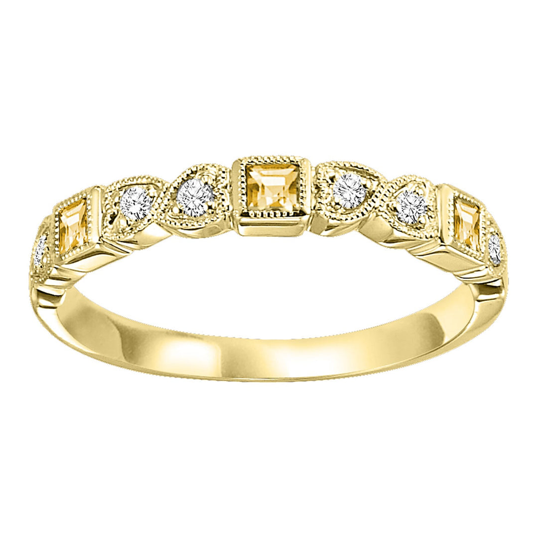 14Kt Yellow Gold Diamond 1/12Ctw & Citrine 1/7Ctw Ring