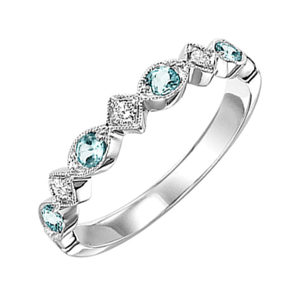 14KT White Gold & Diamond Classic Book Stackable Fashion Ring  - 1/10 ctw