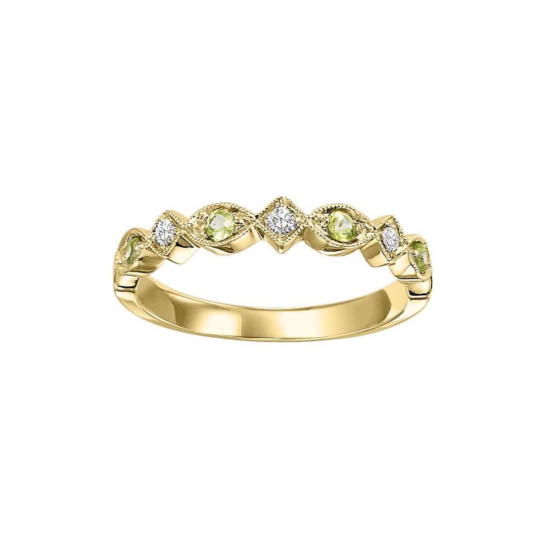 14Kt Yellow Gold Diamond 1/20Ctw & Peridot 1/6Ctw Ring
