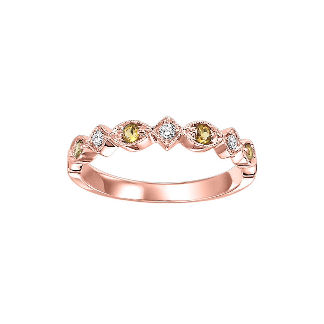 14Kt Rose Gold Diamond 1/20Ctw & Citrine 1/6Ctw Ring