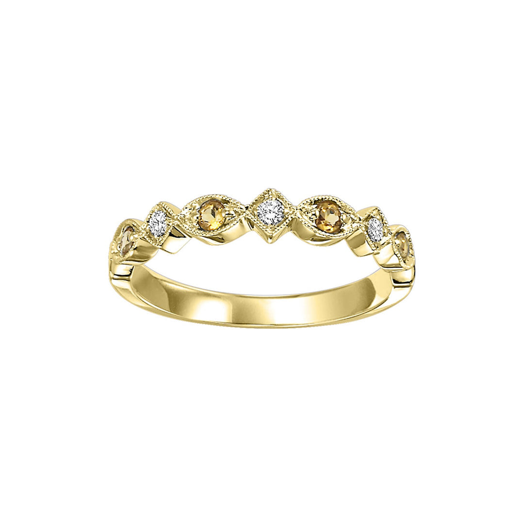 14Kt Yellow Gold Diamond 1/20Ctw & Citrine 1/6Ctw Ring