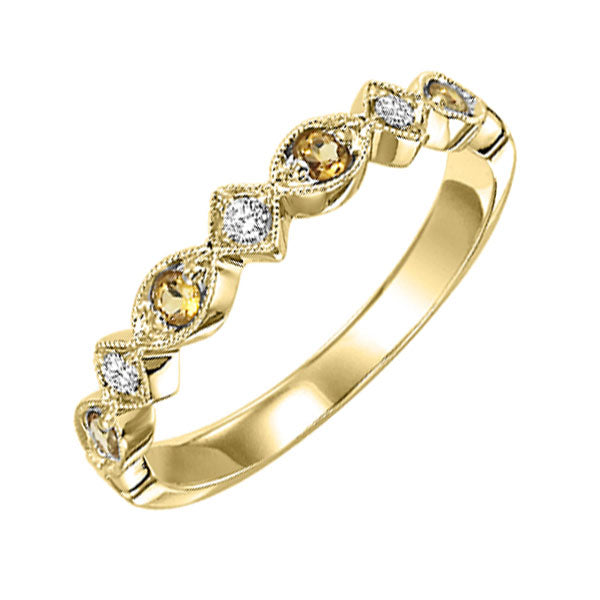14Kt Yellow Gold Diamond 1/20Ctw & Citrine 1/6Ctw Ring