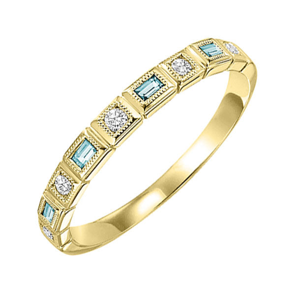 10KT Yellow Gold & Diamond Classic Book Stackable Fashion Ring  - 1/10 ctw