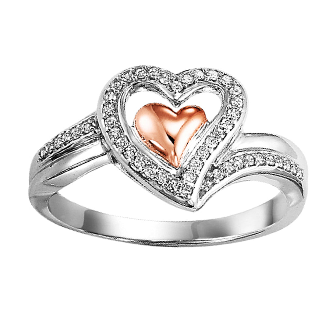 Silver White Rose Diamond 1/7Ctw Ring