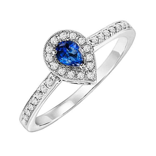 14Kt White Gold Diamond 1/7Ctw & Sapphire 1/7Ctw Ring
