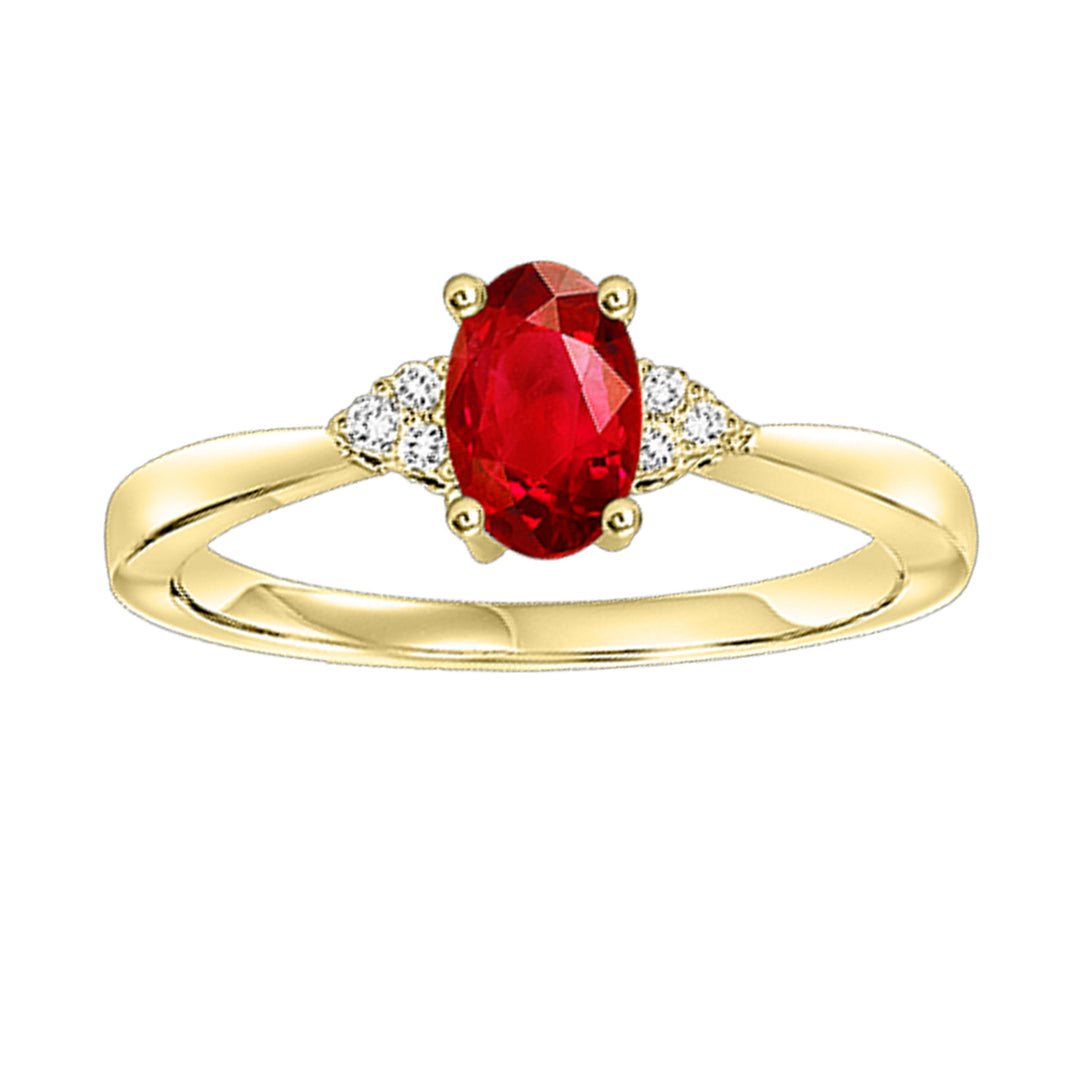 10Kt Yellow Gold Diamond 1/25Ctw & Garnet 3/8Ctw Ring