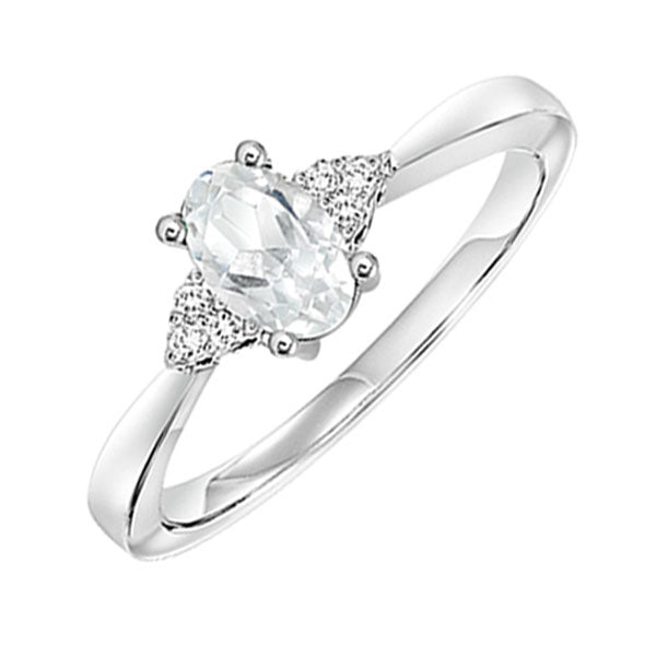 10Kt White Gold Diamond 1/20Ctw & White Topaz 3/8Ctw Ring